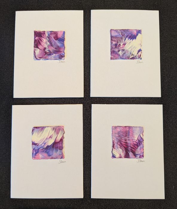 #27 Set of 4 Original Abstract Notecards - blank