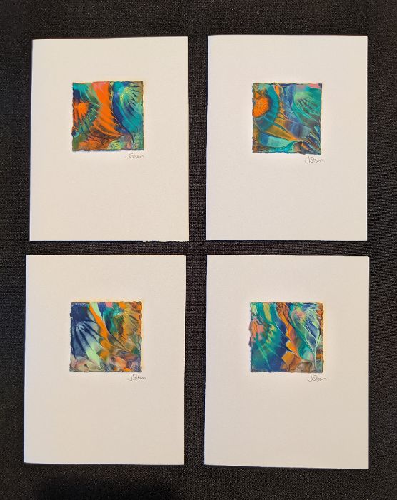 #36 Set of 4 Original Abstract Notecards - blank