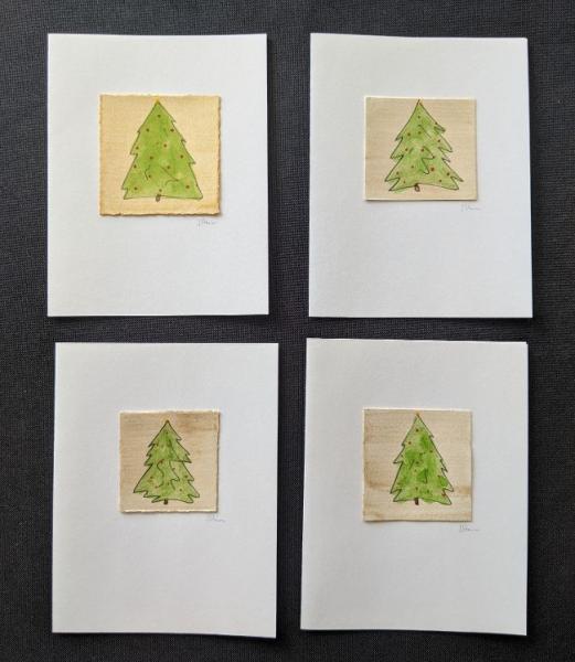 #1 Set of 4 Original Christmas Notecards, Blank