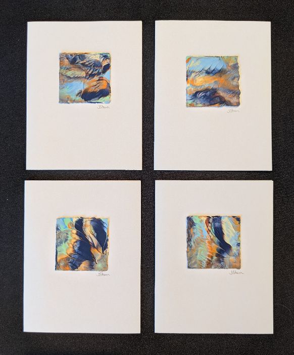 #20 Set of 4 Original Abstract Notecards - blank