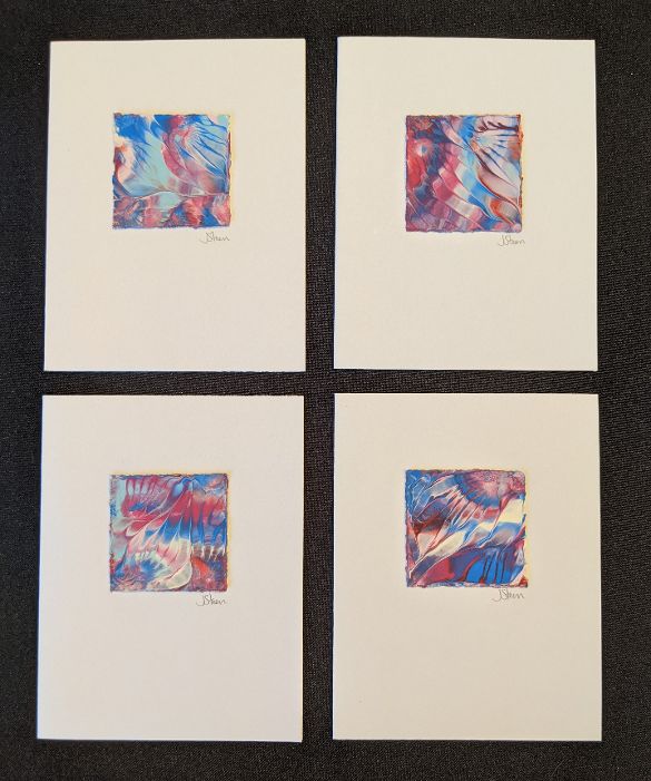 #30 Set of 4 Original Abstract Notecards - blank