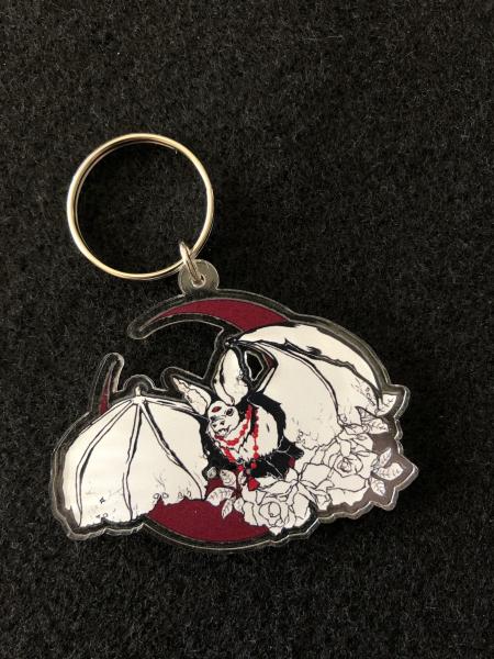 Bat with Red Moon Keychain