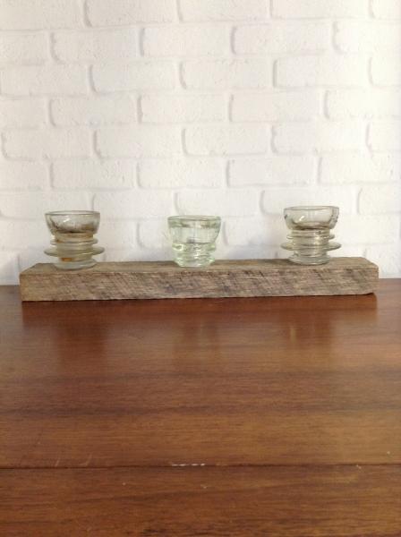 1800s Barnwood and InsulatorTealight Holder picture