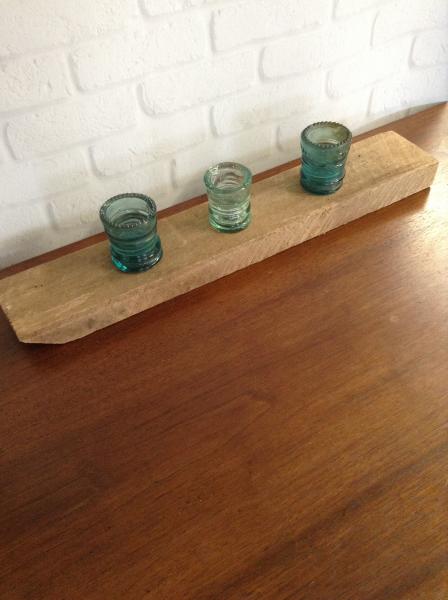 1800s Barnwood and InsulatorTealight Holder picture