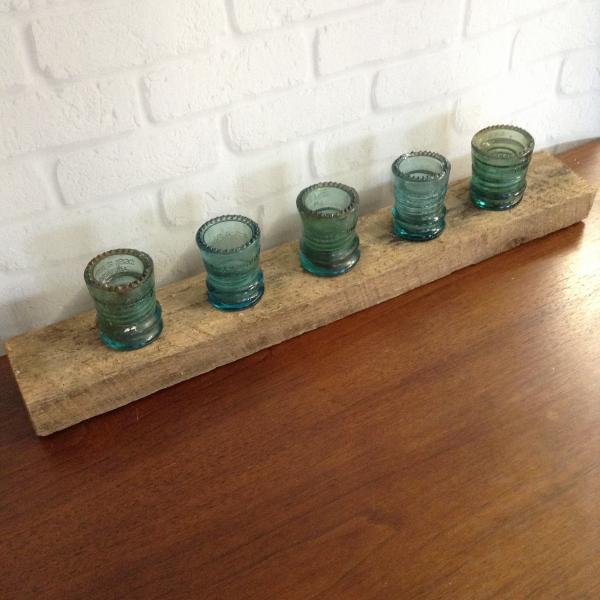 1800s Barnwood and InsulatorTealight Holder picture