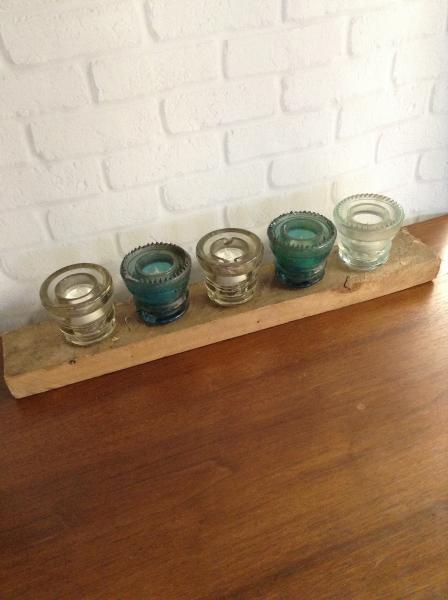 1800s Barnwood and InsulatorTealight Holder picture