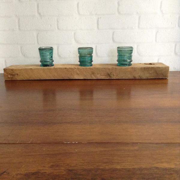 1800s Barnwood and Insulator Tealight Holder picture