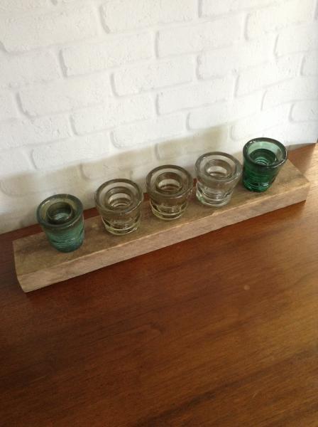 Barnwood and Glass Insulator Tealight candle Holder picture