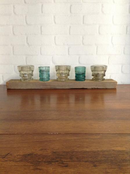 1800s Barnwood and Insulator Tealight Holder picture