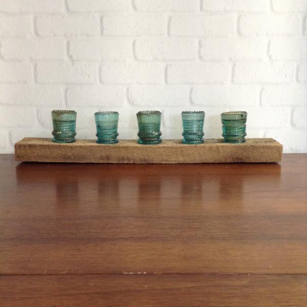 1800s Barnwood and InsulatorTealight Holder picture