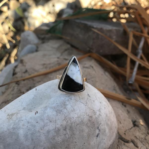 White Buffalo Turquoise Triangle Ring picture
