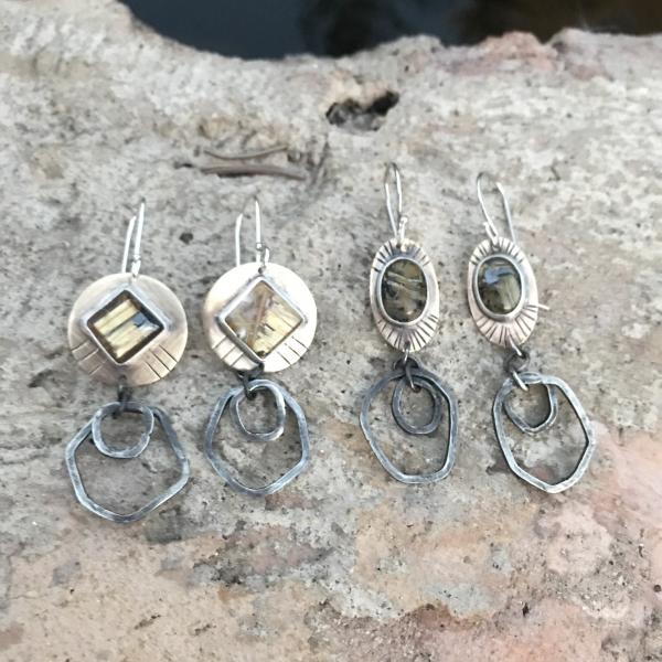 Gold & Black Rutilated Quartz Earrings