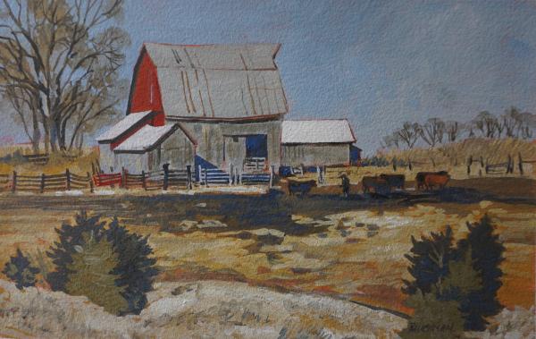 Van Buren Farm, A Farmer with His Cattle picture