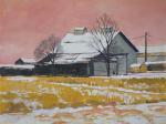 Gray Barn, Pink Sky (plein air)