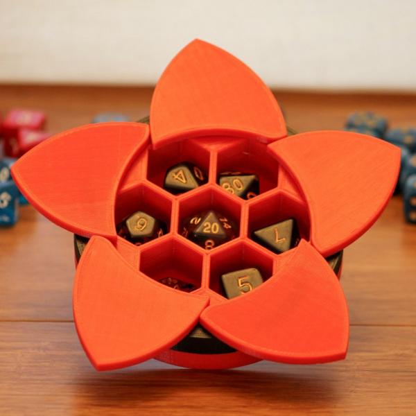 Aperture Dice Box - Red Body and Petals with Black Ring