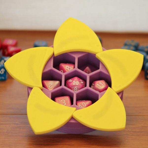 Aperture Dice Box - Purple with Yellow Petals