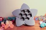 Aperture Dice Box - Grey Body and Petals with Mint Blue ring