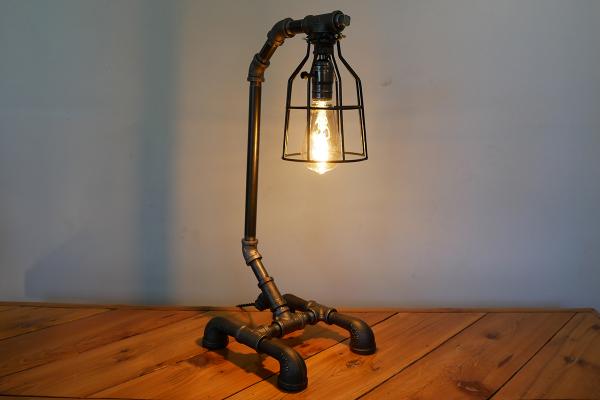 Iron Pipe Caged Lamp