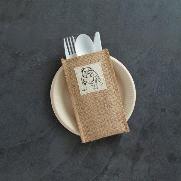 Bulldog Print Silverware Pouch | Flatware Pouch | Silverware Holder | Party Table Setting | Holiday Table Setting S/8 picture