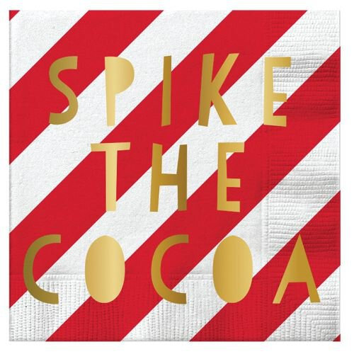 Holiday | Spike the Cocoa Beverage Napkins (20 ct), Cocktail Napkins with Gold Foil