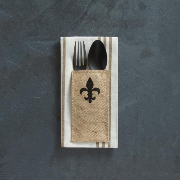 Fleur de Lis Silverware Pouch | Flatware Pouch | Silverware Holder | Party Table Setting | Holiday Table Setting S/8 picture