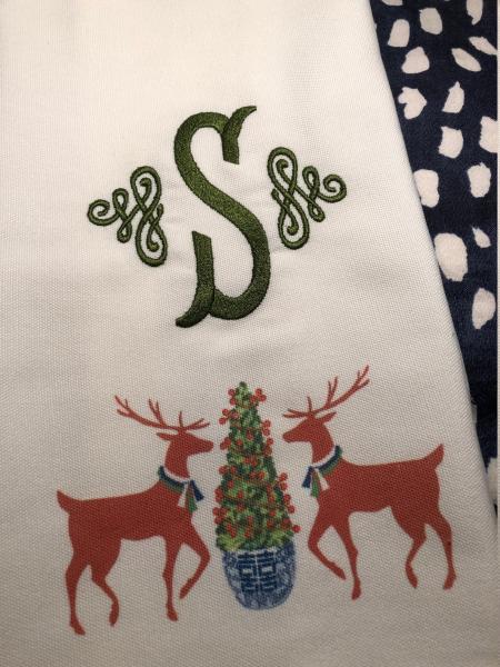 Monogram Reindeer Tea Towel picture