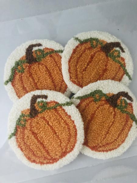 Pumpkin Coaster Set/4 | Thanksgiving Coasters | Fall Table Decor picture