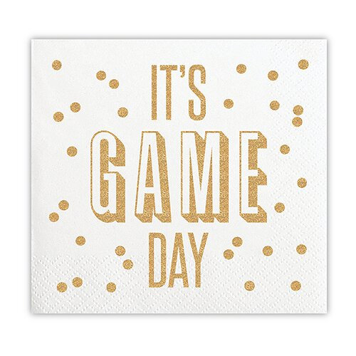It's Game Day Beverage Napkins (20 ct), Cocktail Napkins with Gold Foil