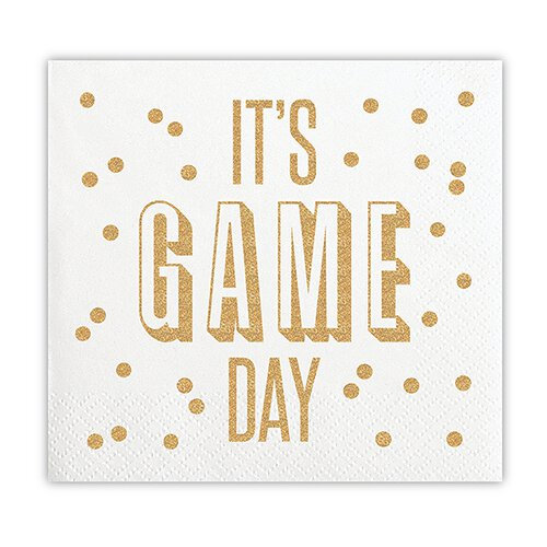 It's Game Day Beverage Napkins (20 ct), Cocktail Napkins with Gold Foil picture