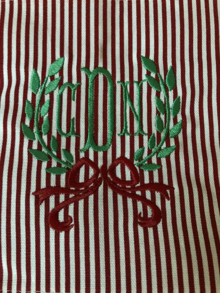 Monogrammed Red Stripe Cocktail Napkins S/4 picture