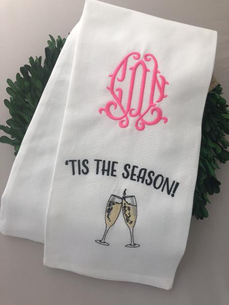 Monogram Tis the Season Tea Towel picture