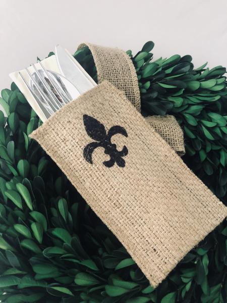 Fleur de Lis Silverware Pouch | Flatware Pouch | Silverware Holder | Party Table Setting | Holiday Table Setting S/8 picture