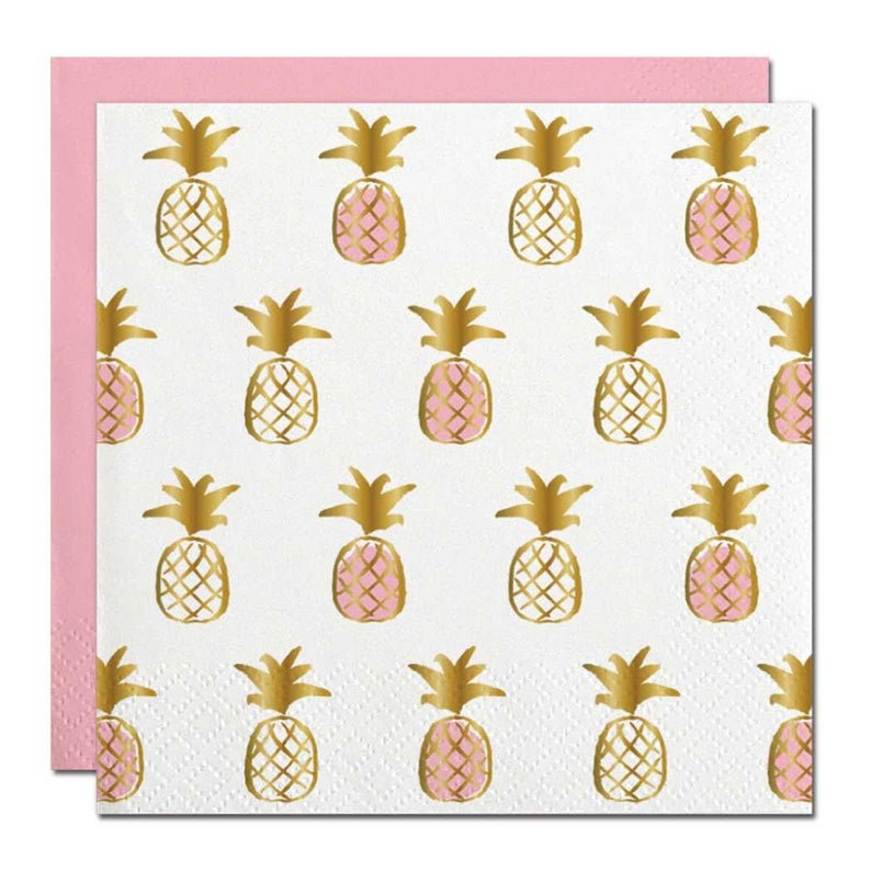 Pineapple Beverage Napkins (20 ct), Cocktail Napkins with Gold Foil picture