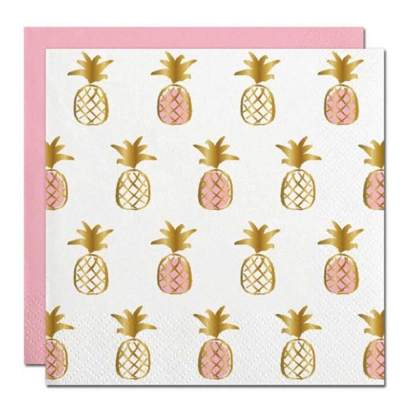 Pineapple Beverage Napkins (20 ct), Cocktail Napkins with Gold Foil picture