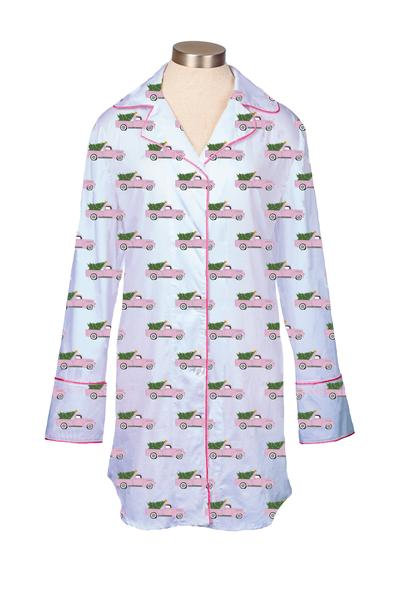 Pink Truck Christmas Tree Nightshirt picture