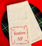Monogram Candy Cane Festive Tea Towel