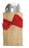 Red Ribbon Silverware Pouch | Flatware Pouch | Silverware Holder | Party Table Setting | Holiday Table Setting S/8 picture