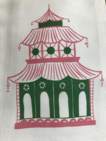 Monogram Pagoda Tea Towel | Chinoiserie | Chinoiserie Chic | Preppy Personalized Gift | Hostess Gift | Monogrammed Gift picture