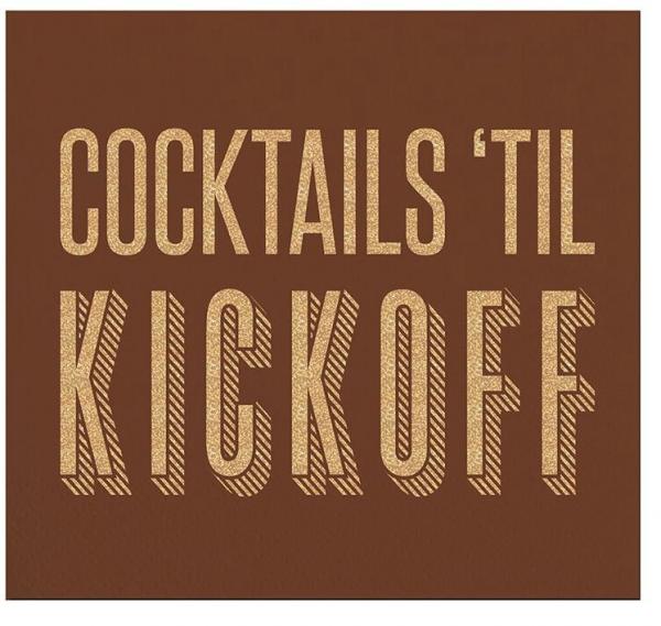 Cocktails til Kickoff Beverage Napkins (20 ct), Cocktail Napkins with Gold Foil