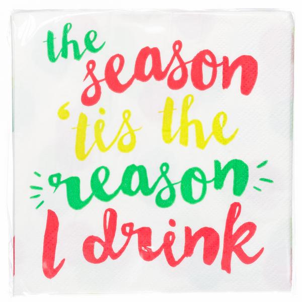 Holiday | The Season tis the Reason I Drink Beverage Napkins (20 ct), Cocktail Napkins picture