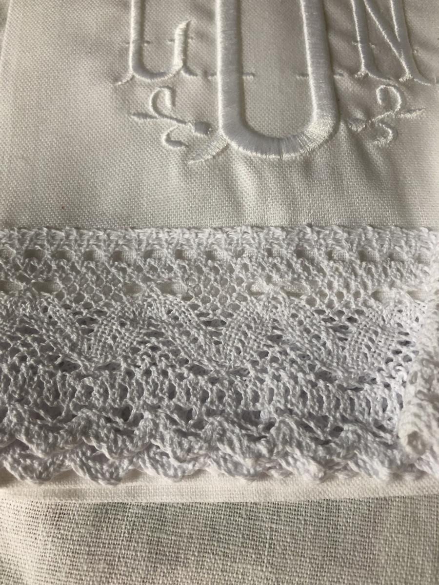 Monogram Lace Trim Dinner Napkin Set of 6 picture