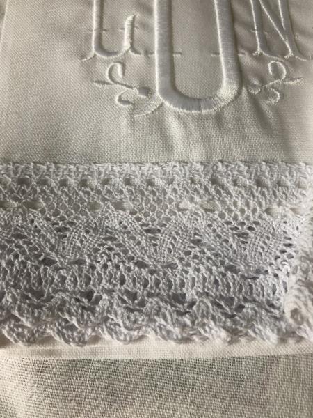 Monogram Lace Trim Dinner Napkin Set of 6 picture