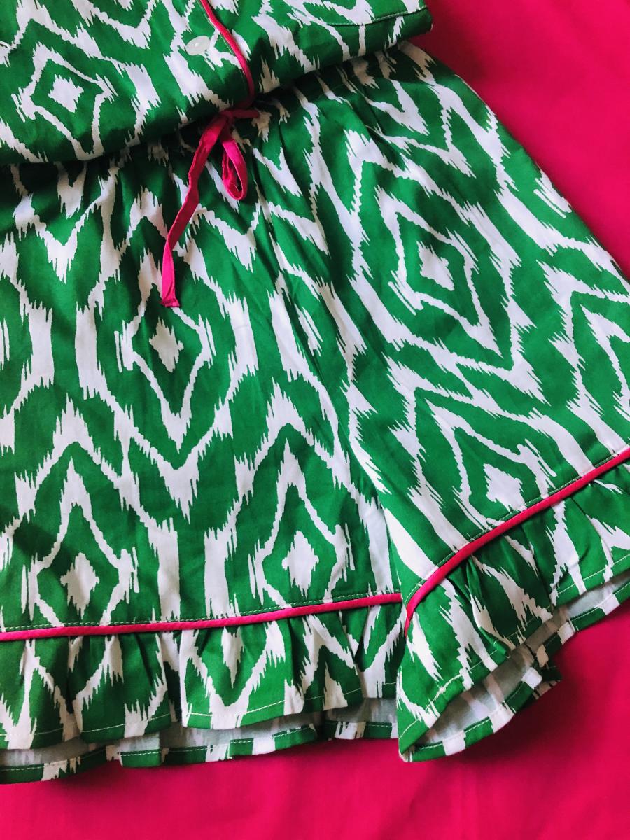 Green Ikat Ruffle Short Set picture