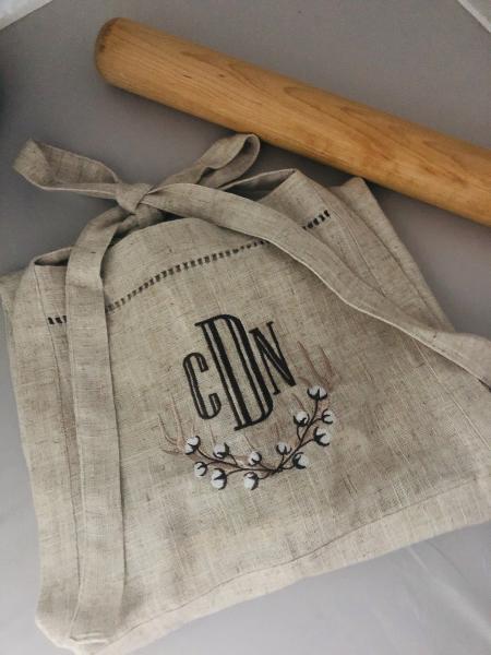 Custom Apron | Monogram Apron | Double Pocket Apron | Linen Apron picture