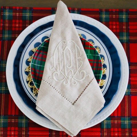 Monogram Linen Dinner Napkin S/6