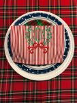 Monogrammed Red Stripe Cocktail Napkins S/4