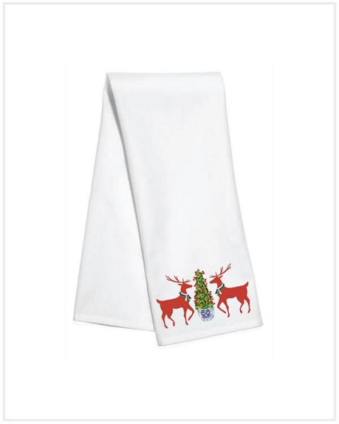 Monogram Reindeer Tea Towel