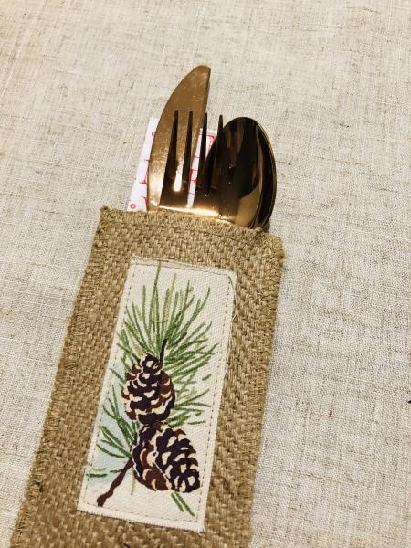 Pinecone Silverware Pouch | Flatware Pouch | Silverware Holder | Party Table Setting | Holiday Table Setting S/8 picture