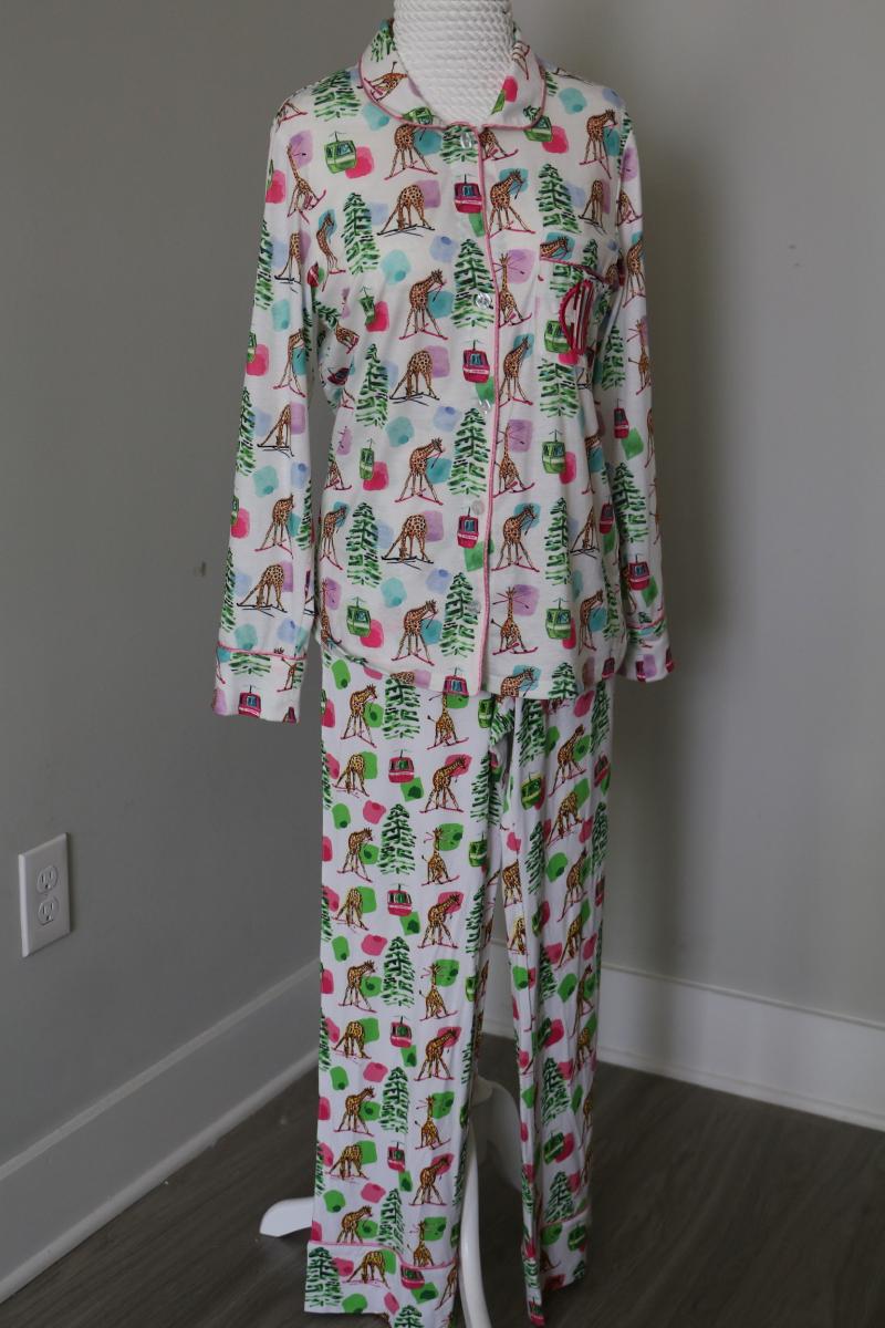 Giraffe on Skis Pajama Set picture