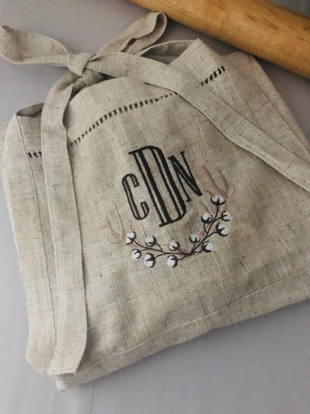 Custom Apron | Monogram Apron | Double Pocket Apron | Linen Apron picture